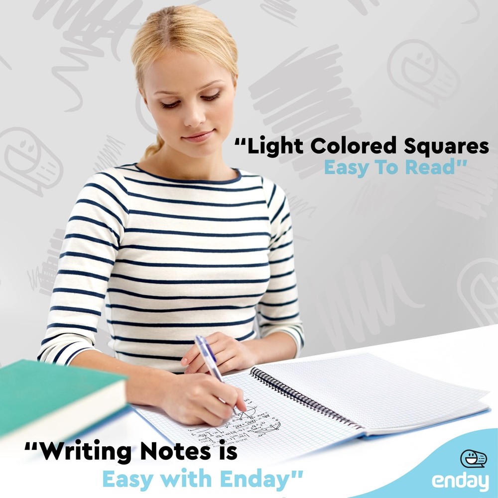 Emraw Graph Paper Notebook (4 Pack) Grid Notebook, Graph paper spiral noteboo...