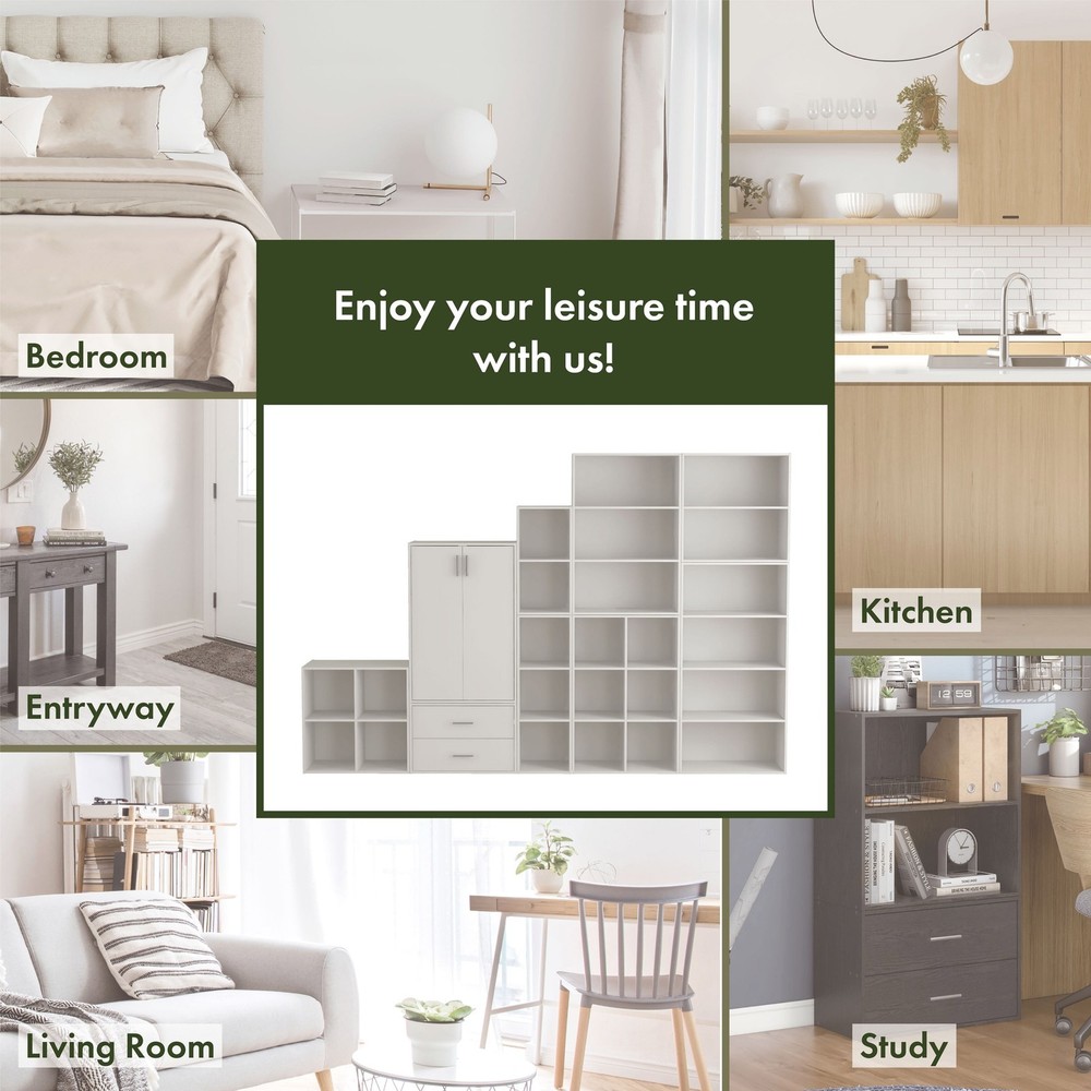 Brooks Stackable 3-Tier Wood White Bookcase