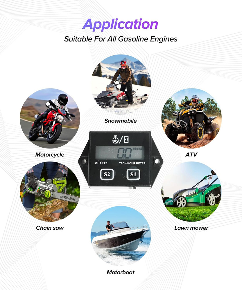 Tachometer,Car Accessories Small Engine Tachometer,Waterproof Inductive Tacho Ga
