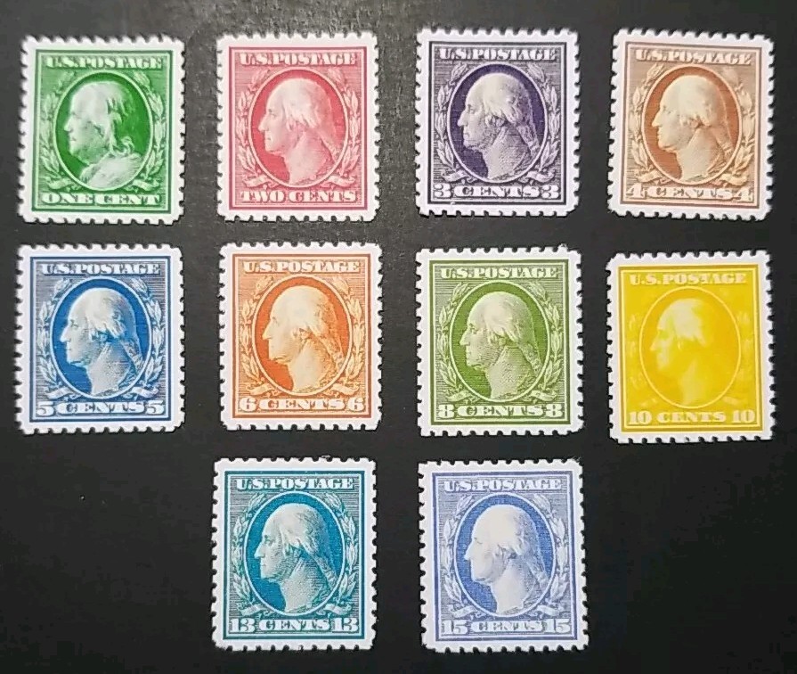 US Stamps SC# 357-366 1909 Definitive Stamp Replica Set