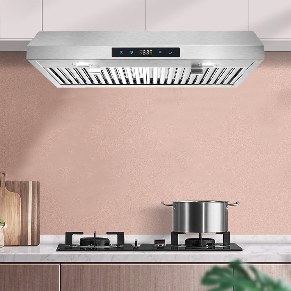 30 inch Kitchen Under Cabinet Range Hood 600CFM Stainless Steel 3-Speed Touch