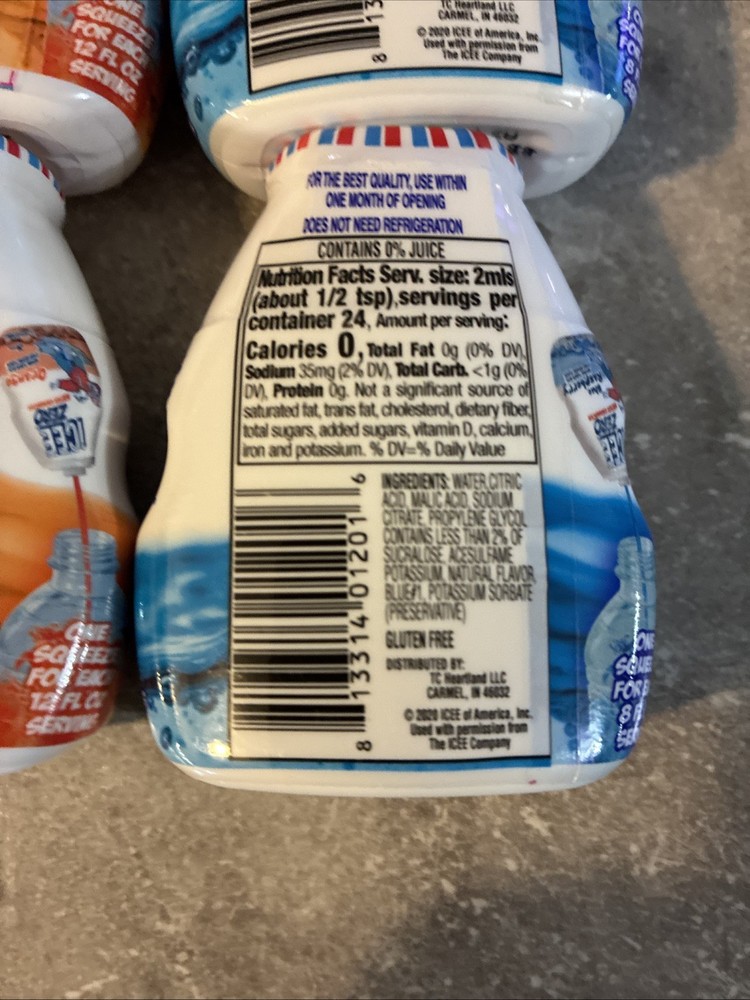 8 ICEE Zero Calorie Cherry, Blue Raspberry, Orange and Mango Liquid Water
