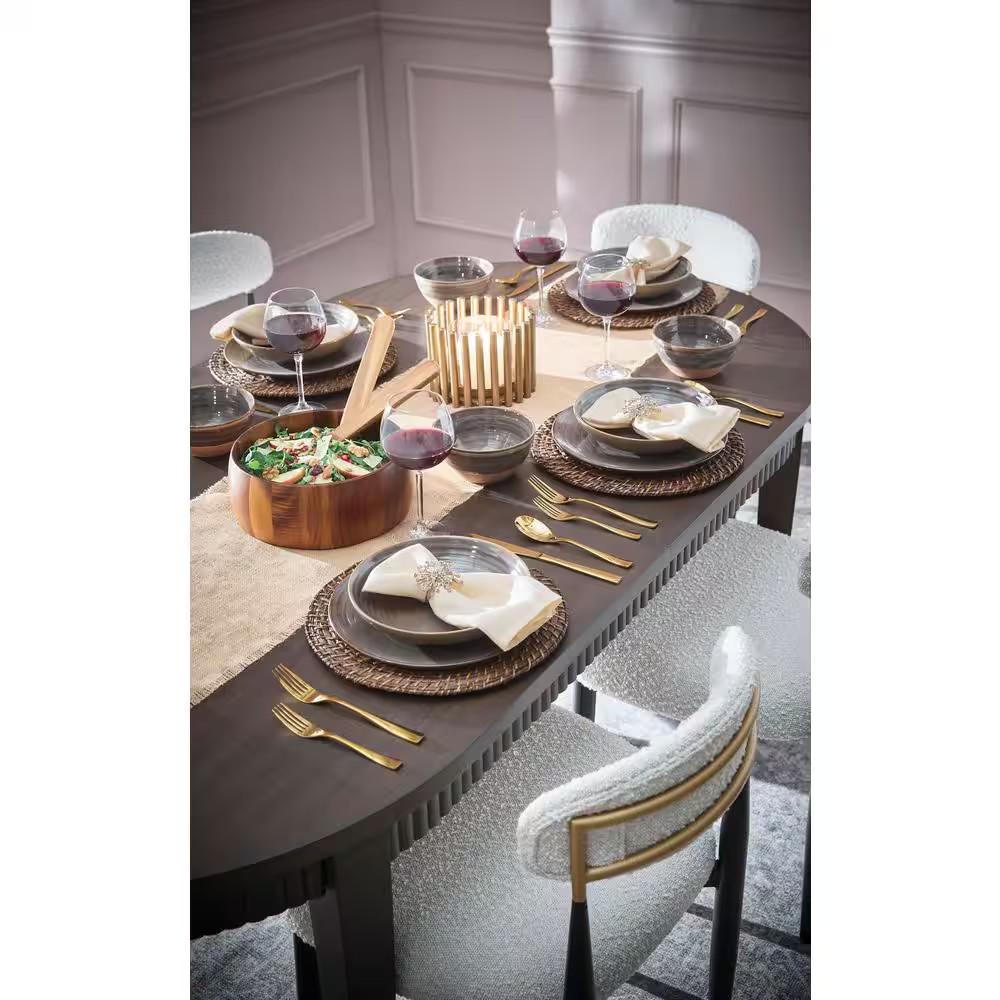 (12 Piece) Dreamweaver round Earthenware Dinnerware Set in Gray