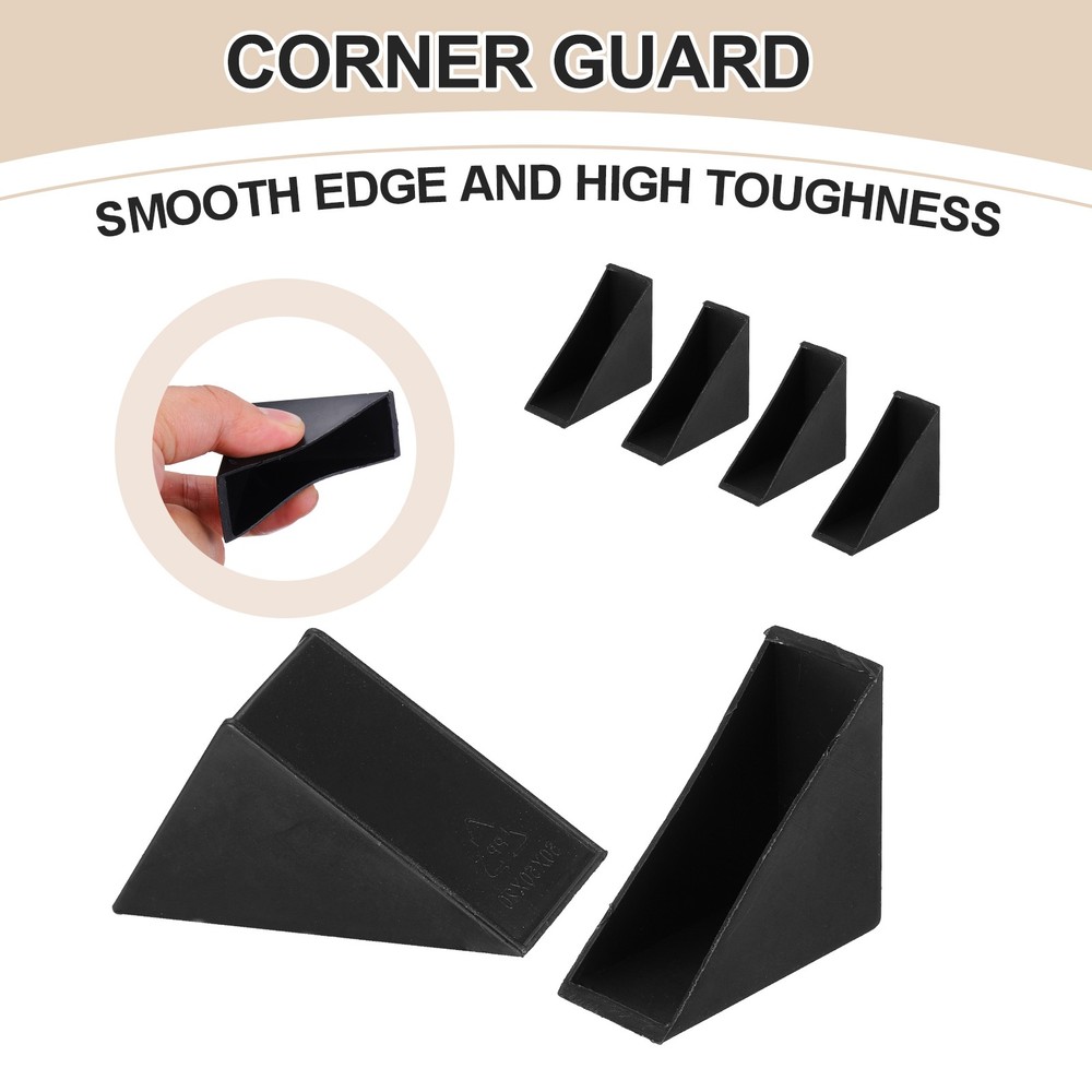 30Pcs 0.79x2in Plastic Right Angle Triangle Glass Table Corner Protector, Black