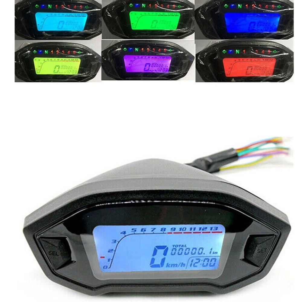 Motorcycle Digital Gauge Gear Fuel Indicator Backlight Instruments Odometer e