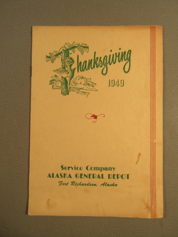 1949 Fort Richardson Alaska General Thanksgiving Menu Program