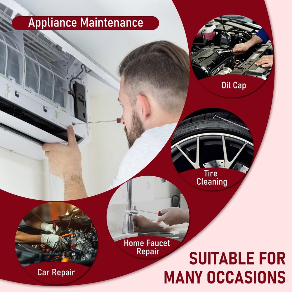 8 Pieces Pick Set, Tool, Precision Automotive Hook Sleeve reddish-black