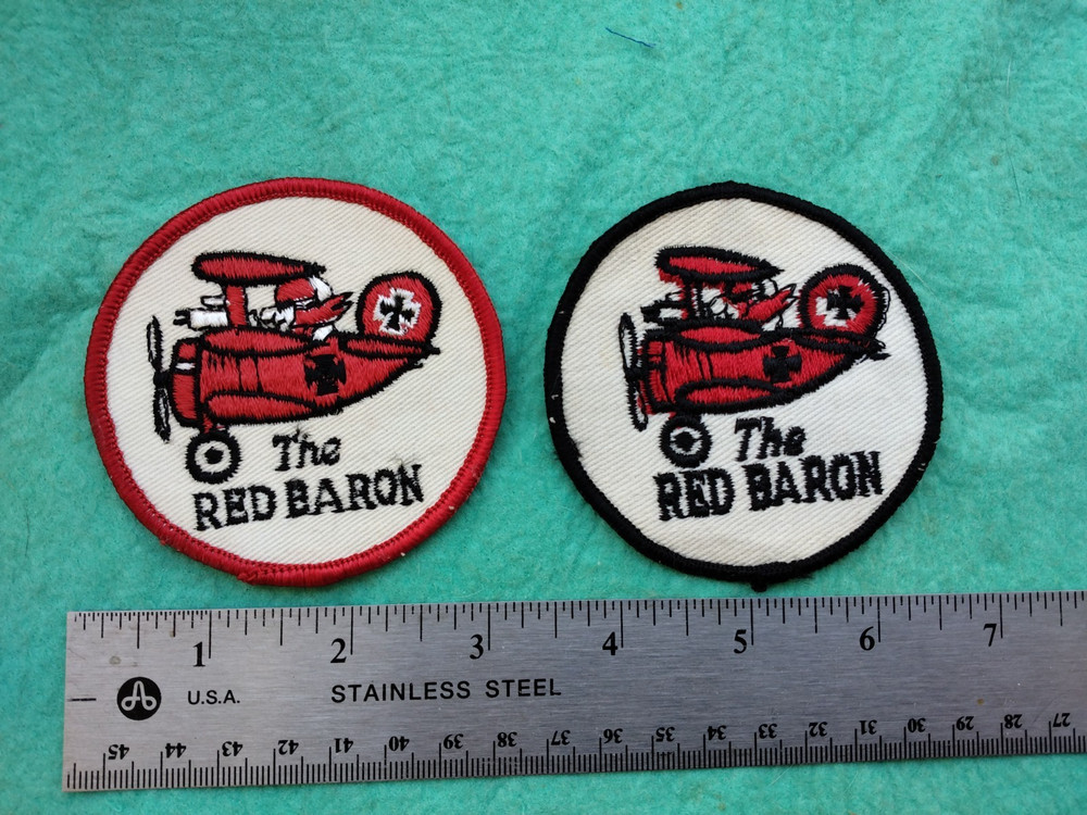 Vintage The Red Baron Hat Shoulder Patch set