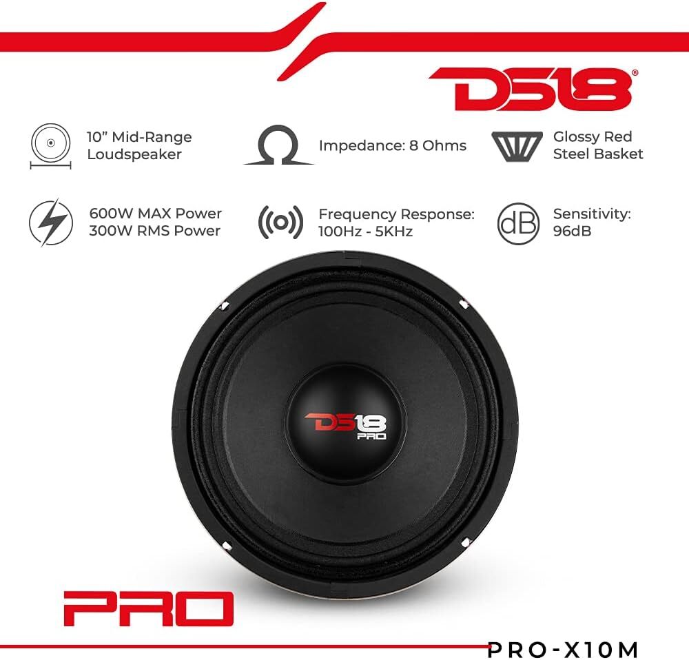 DS18 PRO-X10M 10" MIDRANGE LOUDSPEAKER 600 WATTS 8 OHM