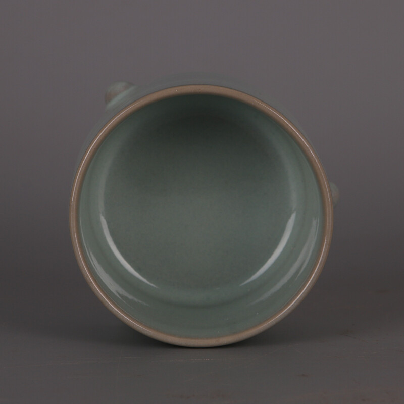 3.7" Chinese Song Ru Kiln Porcelain Celeste Glaze Three Foot Incense Burner