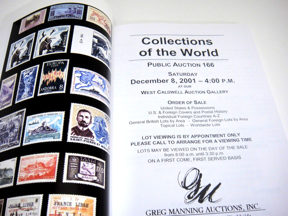 Greg Manning Stamp Auction Catalog 2001 Cut Square Collection Booklet Panes