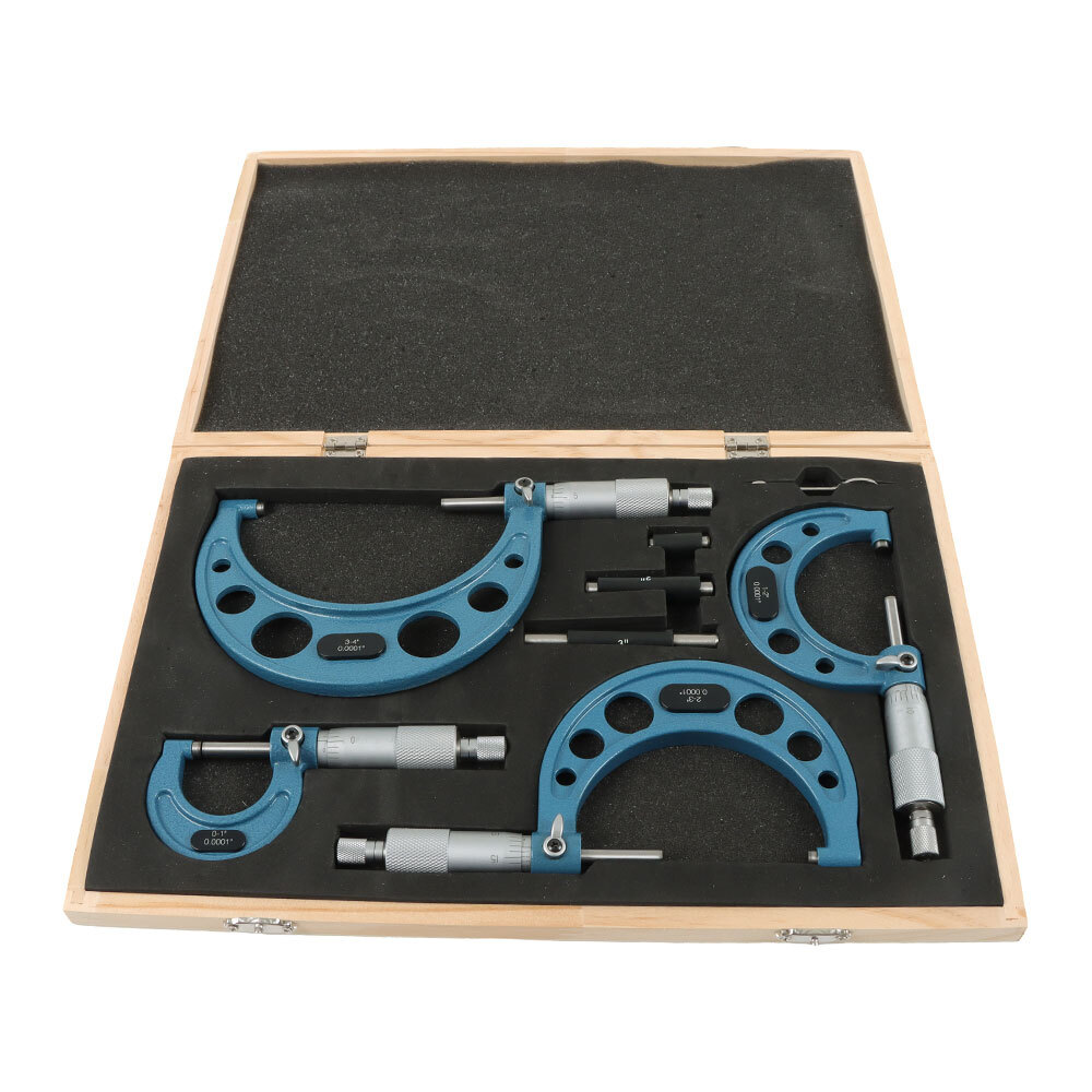 0-4"/0.0001" Outside Micrometer Set Premium Machinist Tool Precision Carbide Tip