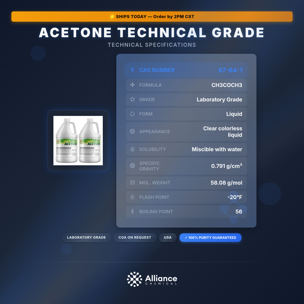 Acetone Technical Grade - 2 Gallons