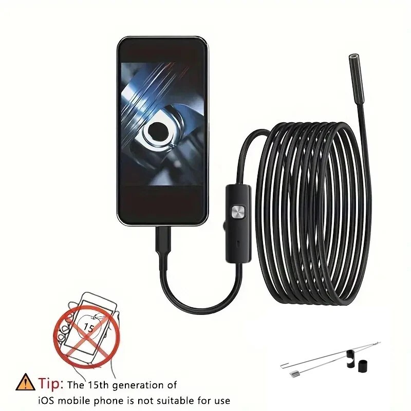 Endoscope Camera for iPhone Waterproof 8LEDs Borescope Car Engine Inspection
