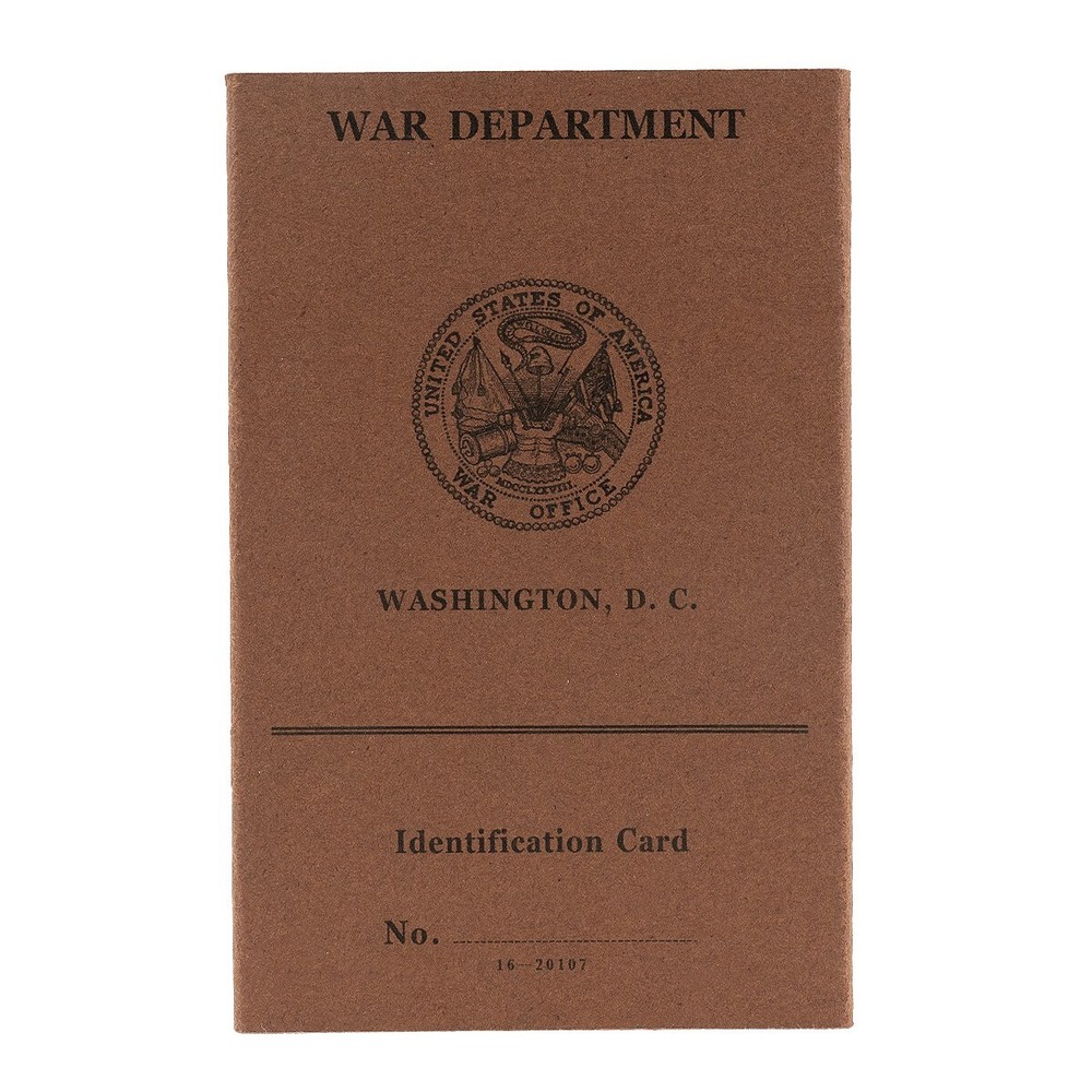WW2 US Army War Department Identity Card- Authentic Reproduction- Reenactor prop