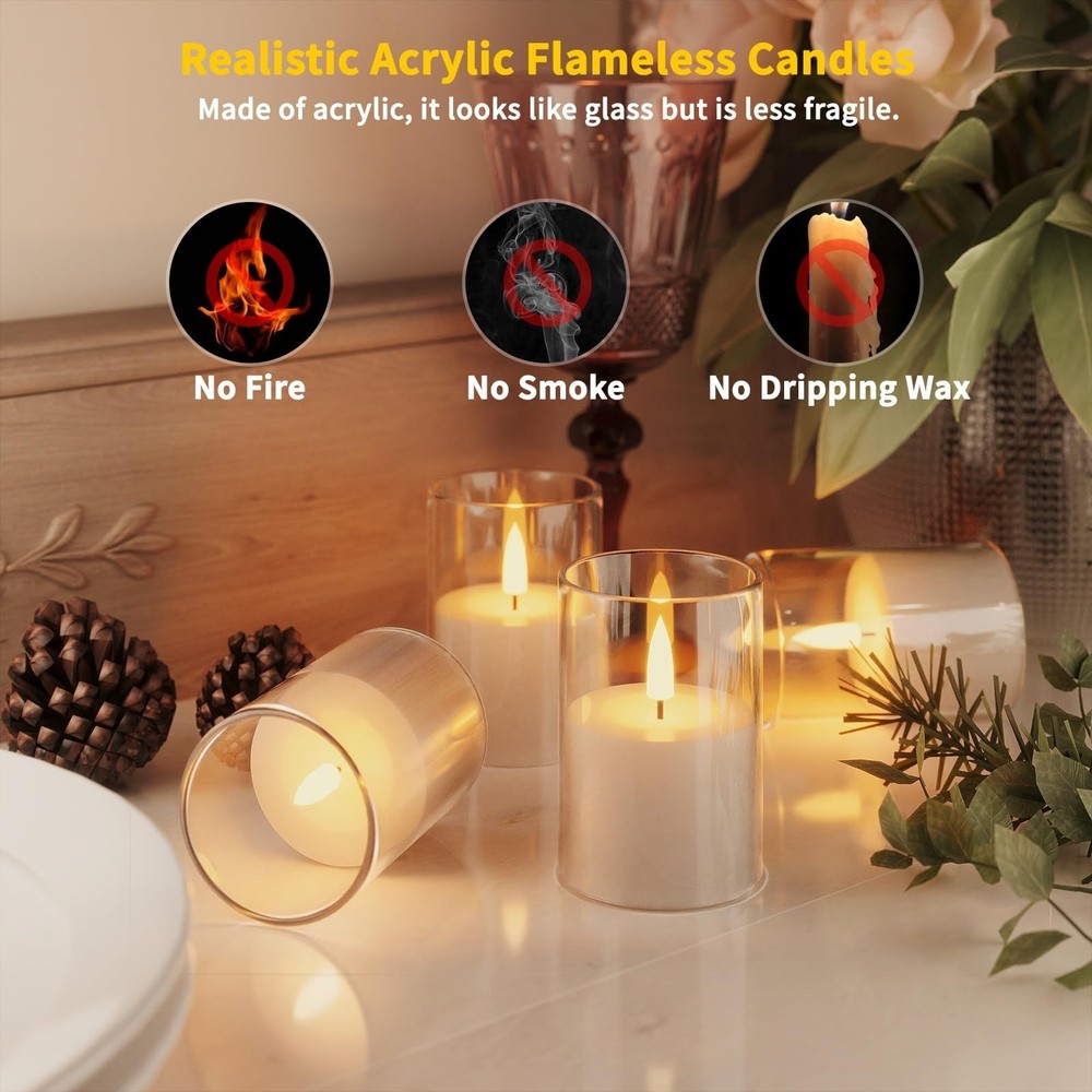 12Pack Flickering Flameless LED Candles with Timer, Battery Powered - Small P...