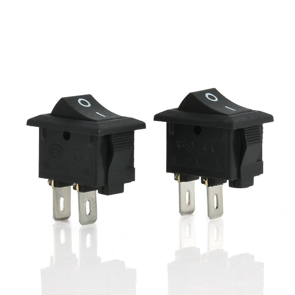 2x Black On/Off Switch Rocker Toggle Press Flip Square Rectangle Basic AC/DC
