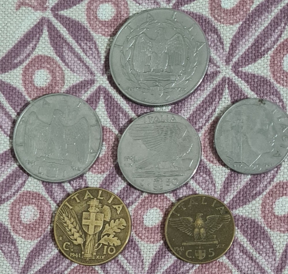 WW2   1939-1943 Italian complet SET 6 COINS 1941 ERA FASCIT XX