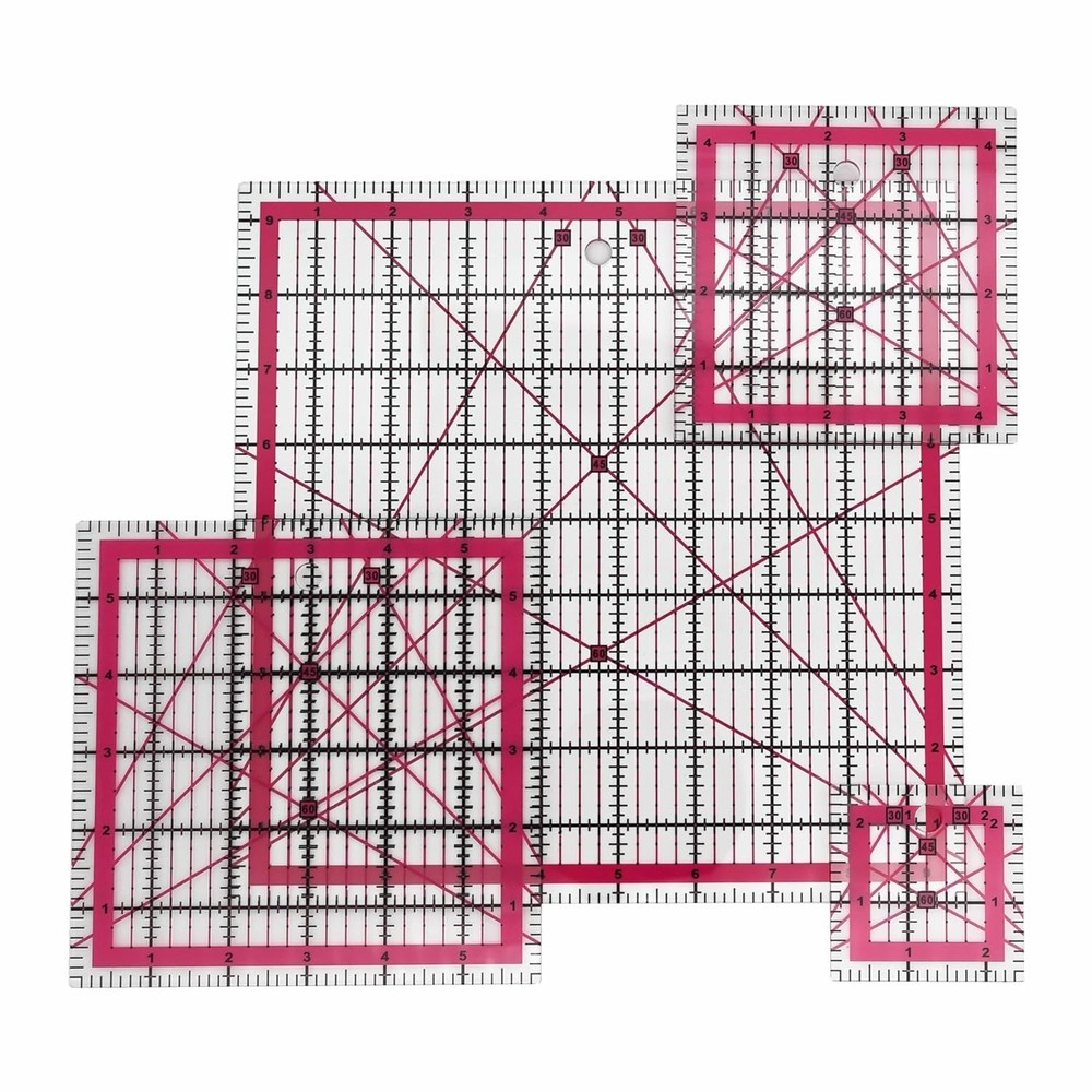 Complete 4-Piece Clear Ruler Set for Precision Sewing & Crafting Essentials