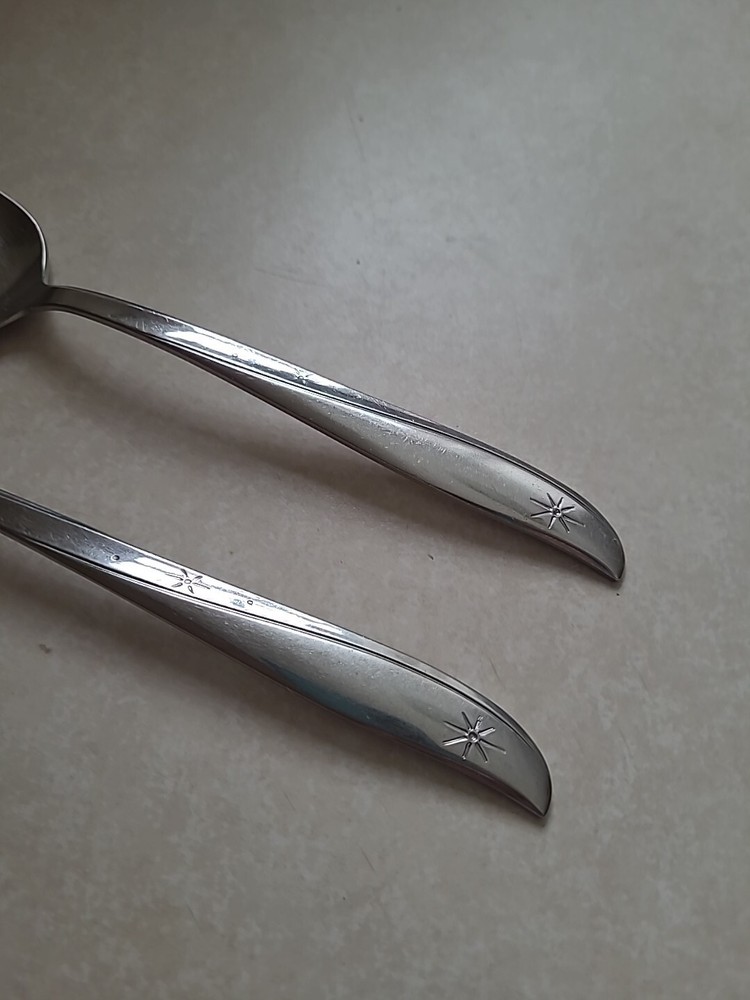 Oneida Stainless Flatware 2 pc Serving Spoon and Meat Fork VTG