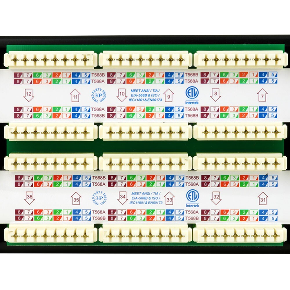 Construct Pro 48-Port Cat5e Rack Mount Patch Panel (19” / 2U, RoHS Approved)