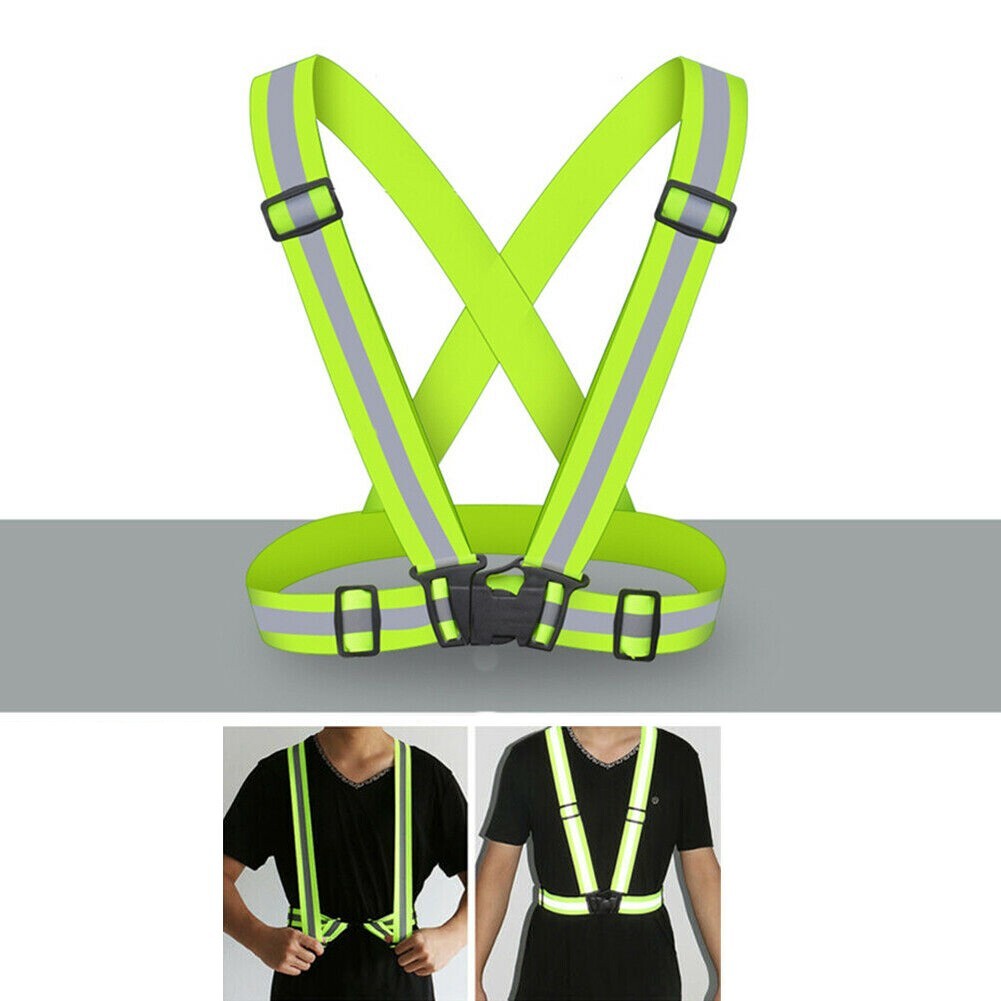 High Visibility Suspenders Reflective Harness Belt Strap Traffic Sash Neon Green