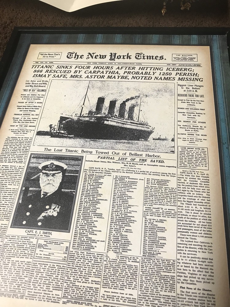 Titanic 1912 Editorial Memorial