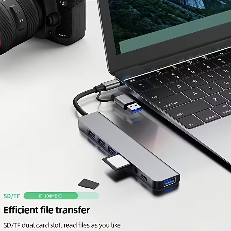 8-1 USB 3.0 Multi-Function Adapter, Supports Audio, TF/SD Cards, USB-C, More
