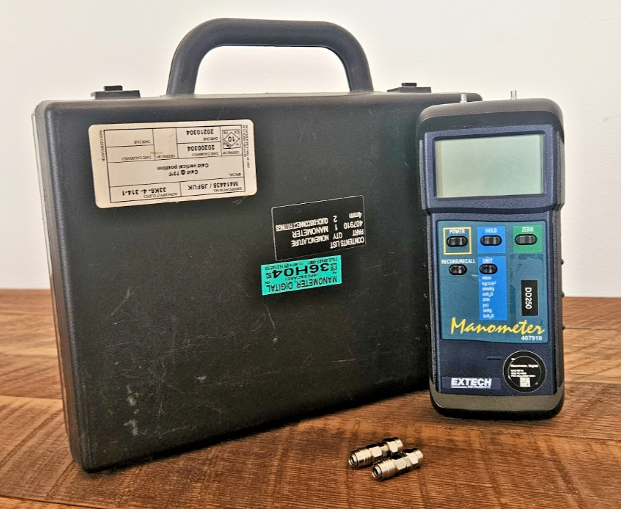 Extech Instruments Digital Manometer Model 407910 with Hard Case & Accessories