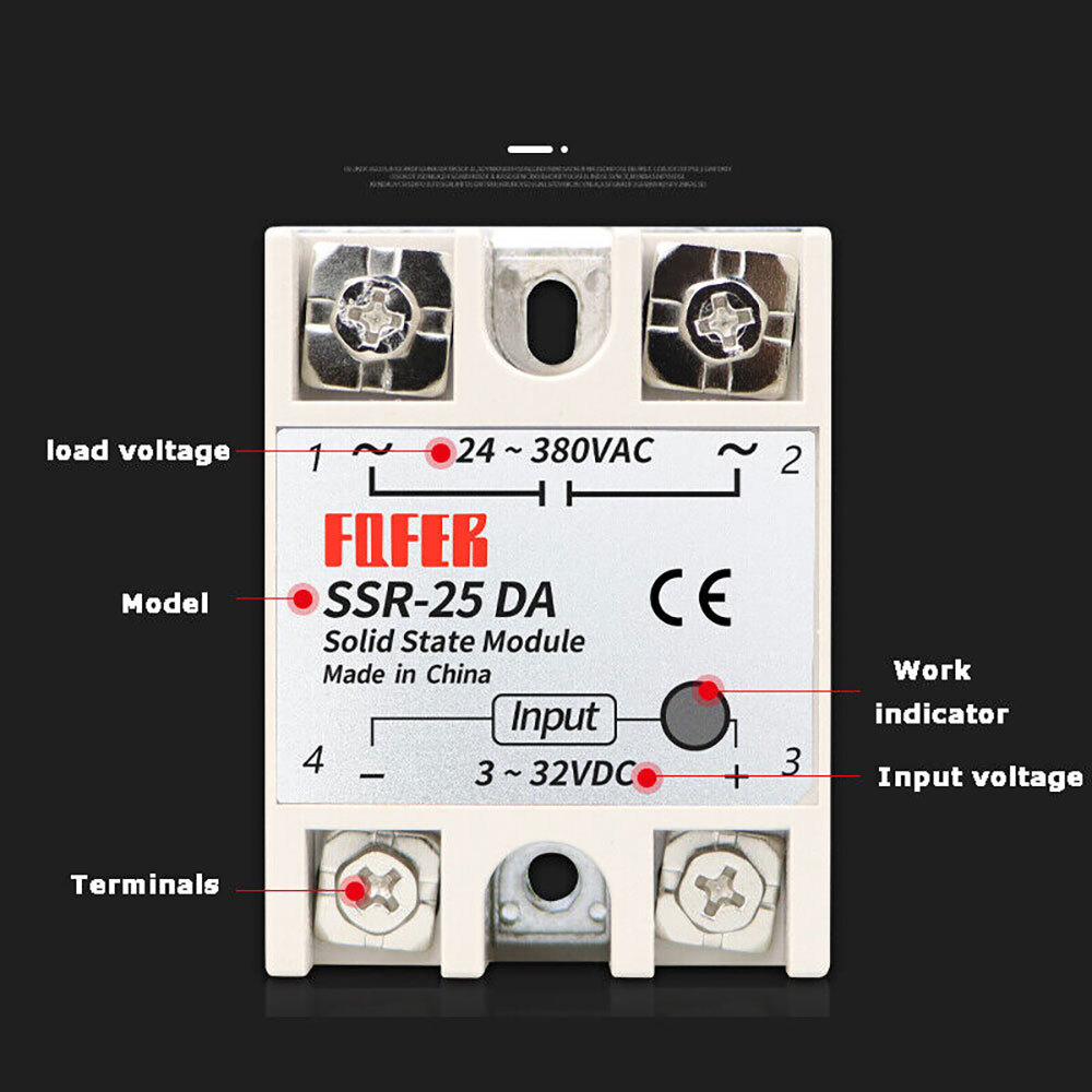 2/4/10 Pcs SSR-25DA Solid State Relay Module 25A DC3-32V Input AC24-380V Output