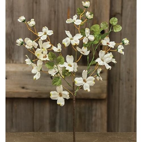 New Spring Summer DAINTY WHITE DOGWOOD FLOWER STEM Pick Spray Bush 16"