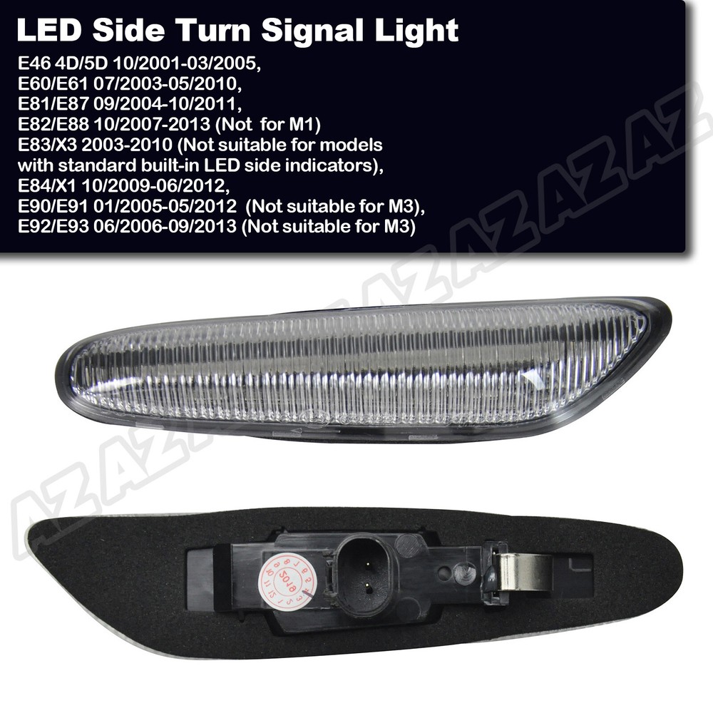 2pcs Dynamic LED Side Marker Signal Light Clear For BMW E90 E91 E92 E60 E61 E82