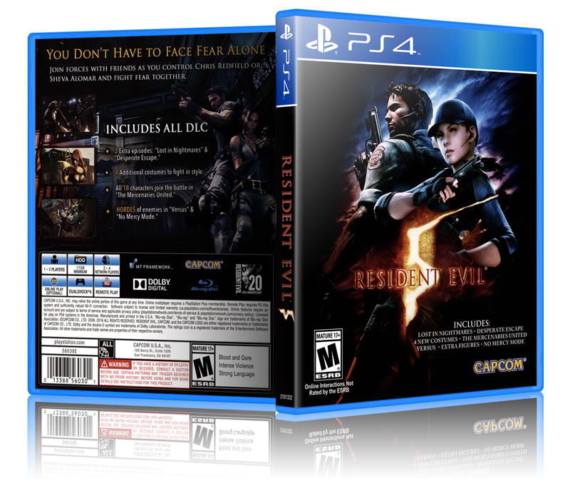 Resident Evil 5 - Replacement PS4 Cover and Case. NO GAME!!