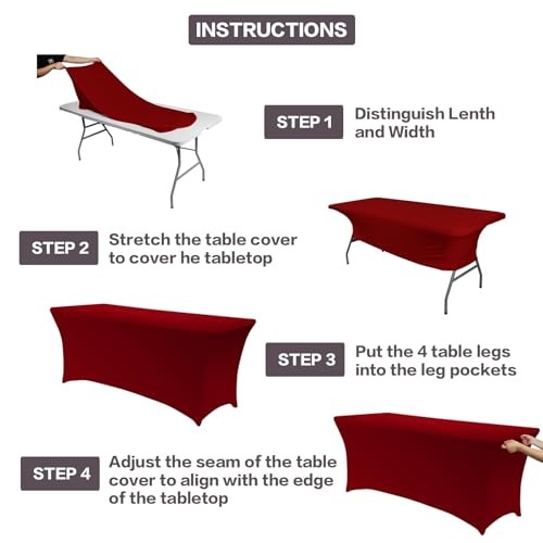 2 Pack 6FT Table Cloth for Rectangular Fitted Events 6 Ft - 2 Pcs Burgundy
