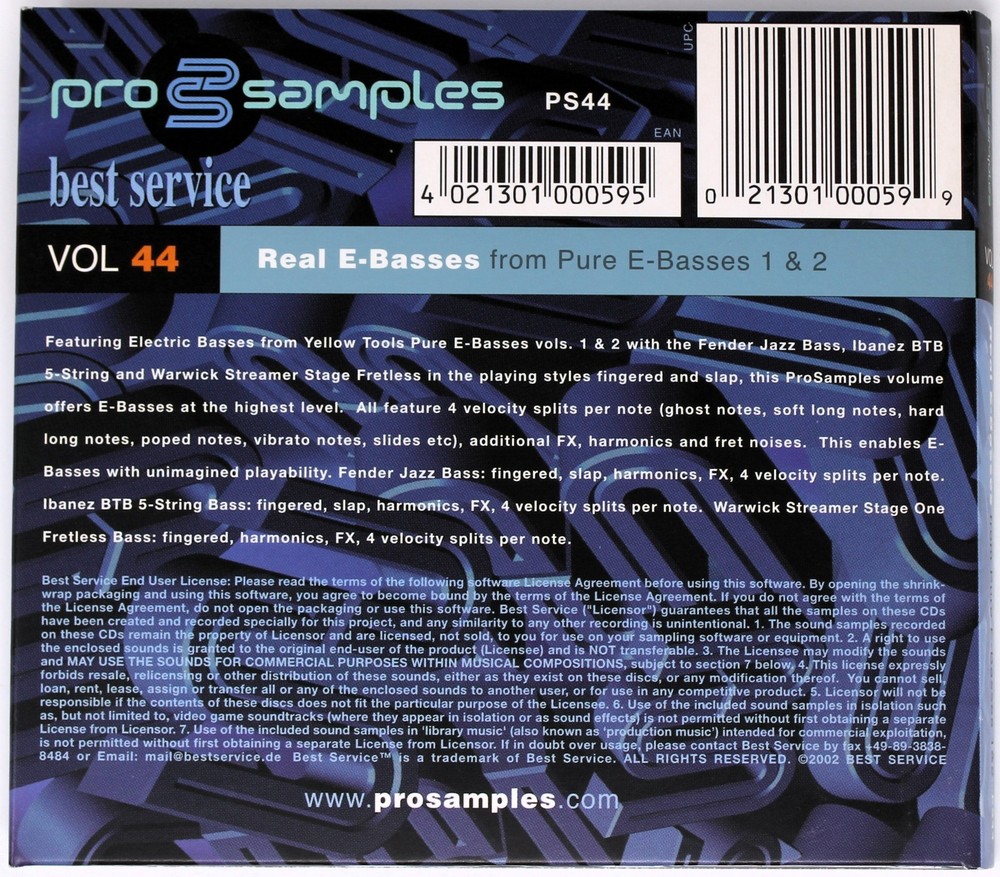 Best Service Pro Samples 44 Real E-Basses Sample/Sound Library/Sampling 2 CD