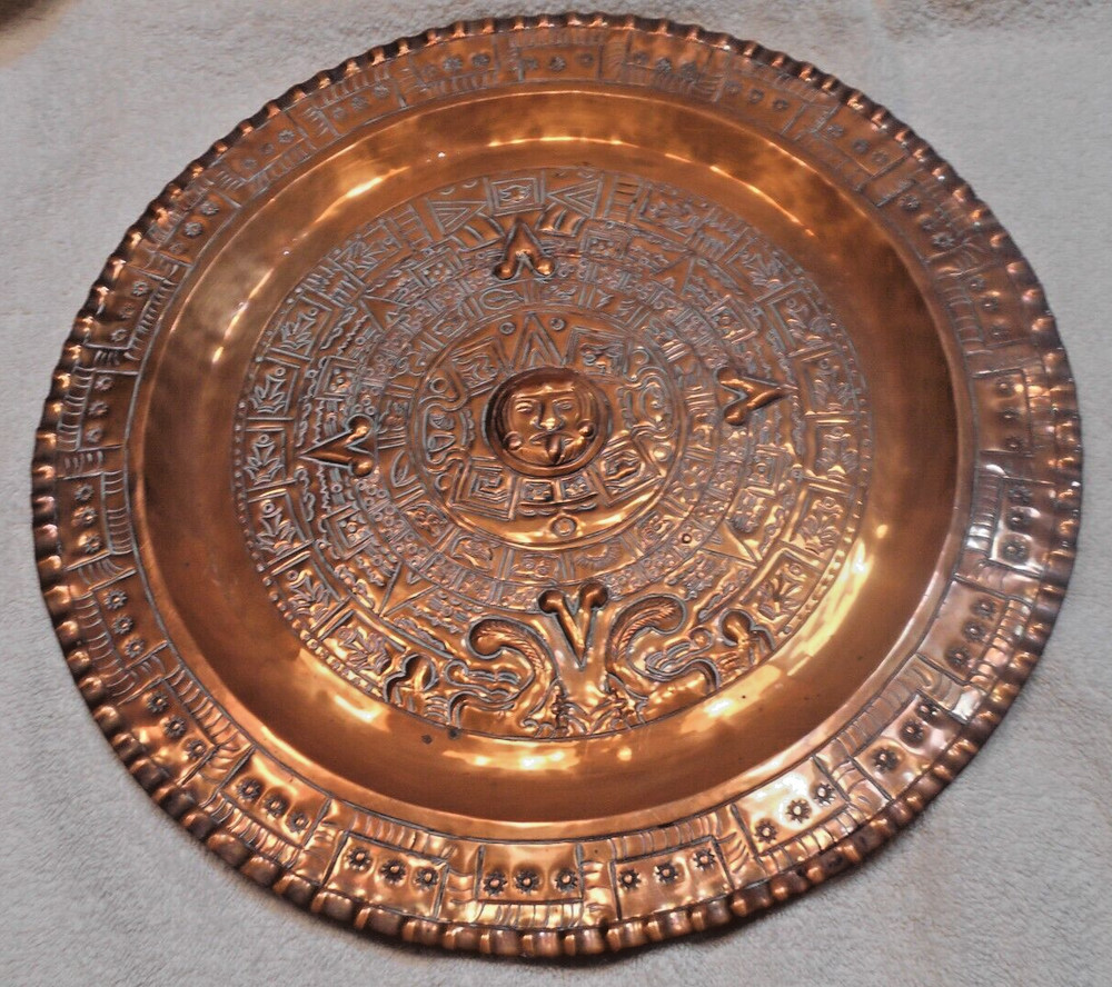 Decorative Copper Aztec Hanging Plate
