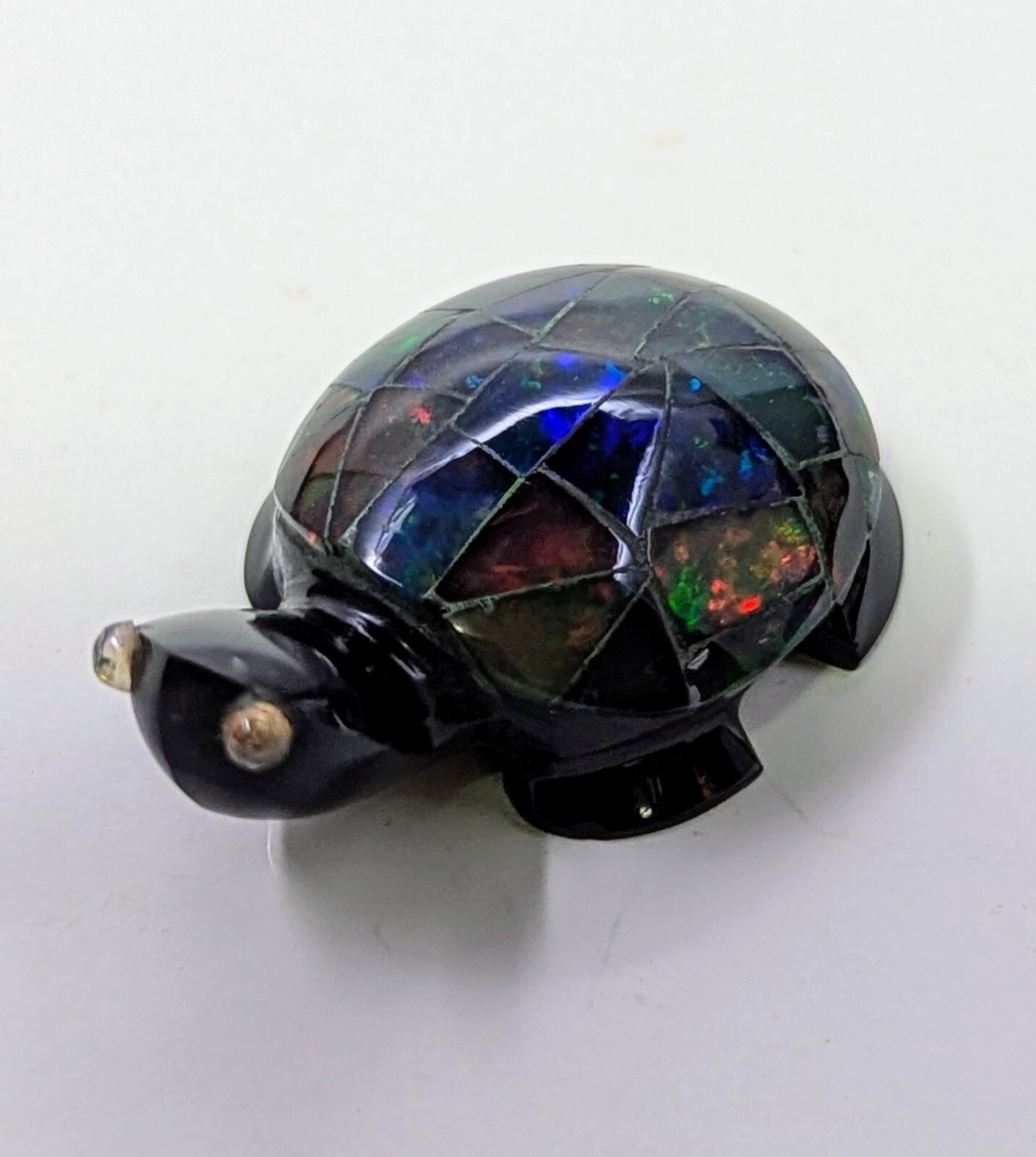 FIREY MEXICAN OPAL TURTLE CARVING 1.25 Inches Long "Stunning Colors"