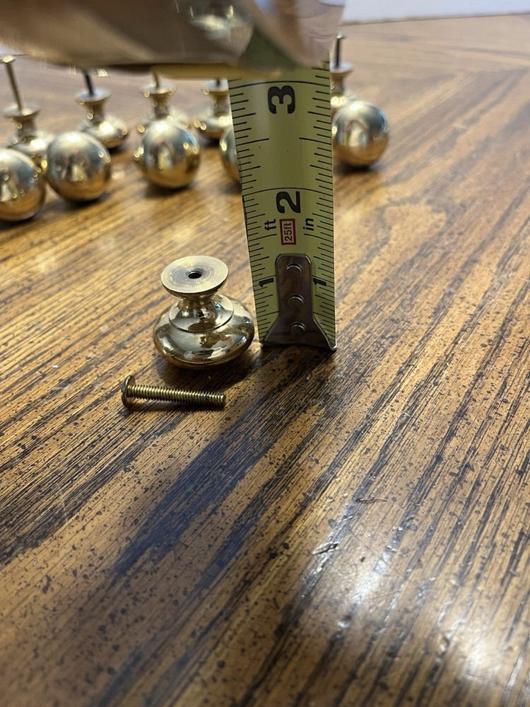 Vintage Lot Of 13 Solid Brass Round Drawer Pull Knobs