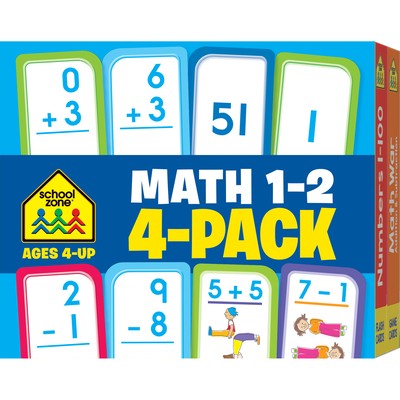 SCHOOL ZONE MATH 1-2 FLASH CARDS 4-PACK