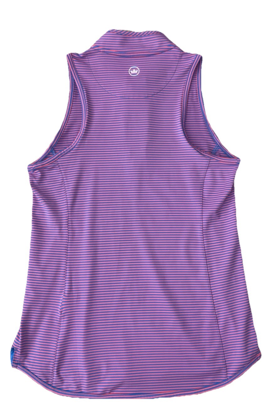 NEW Peter Millar Women's Vista Stripe Shirley Sleeveless Golf Polo Pink Blue XS