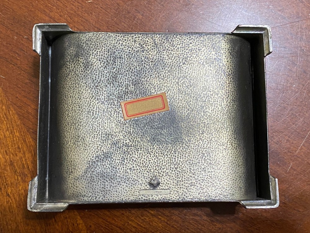 Vintage Silver Tone Cigarrete Box Floral Theme Japan Rectangular Hinge Lid