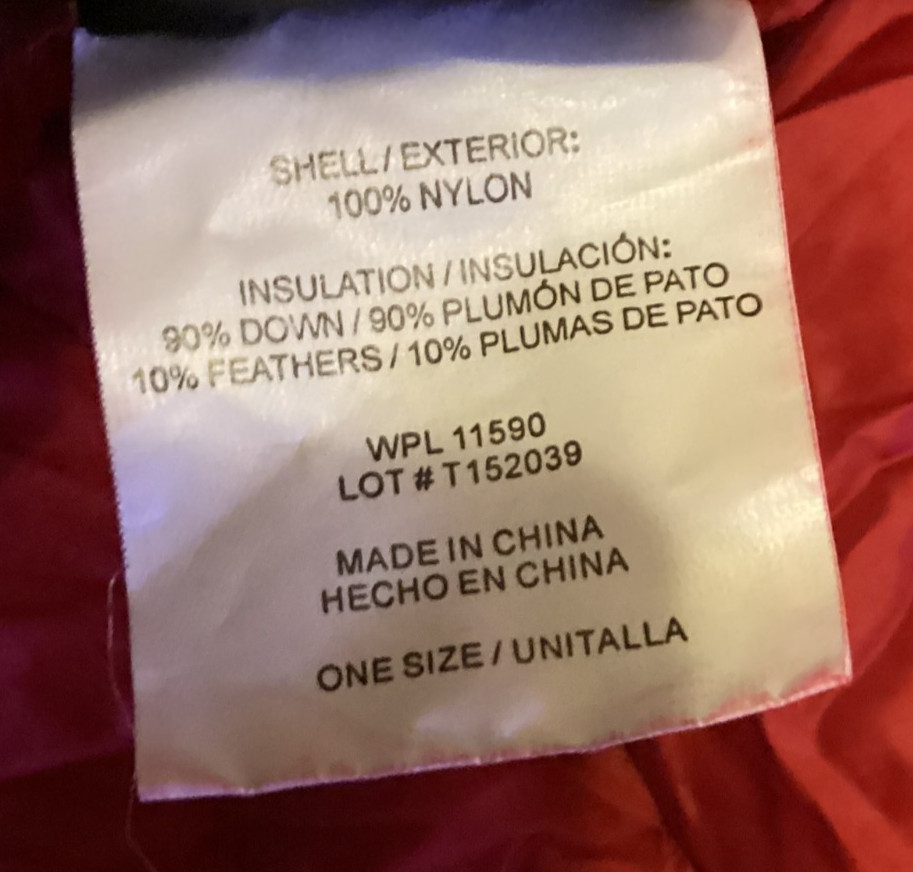 32 Degrees Heat Packable Down Blanket 50" x 63" Red Puffer Camping Travel