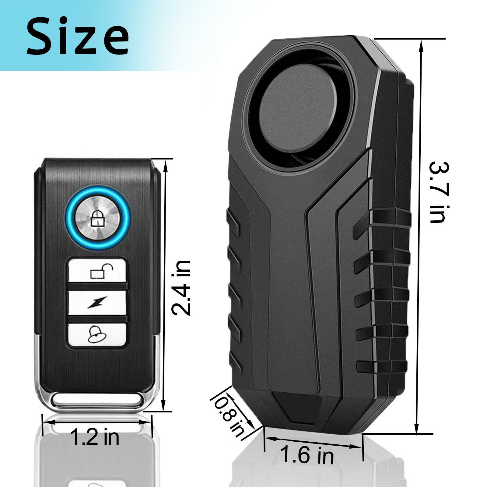 Bicycle Alarm with Remote 113dB Super Loud Bicycle Vibration Motion Sensor Siren