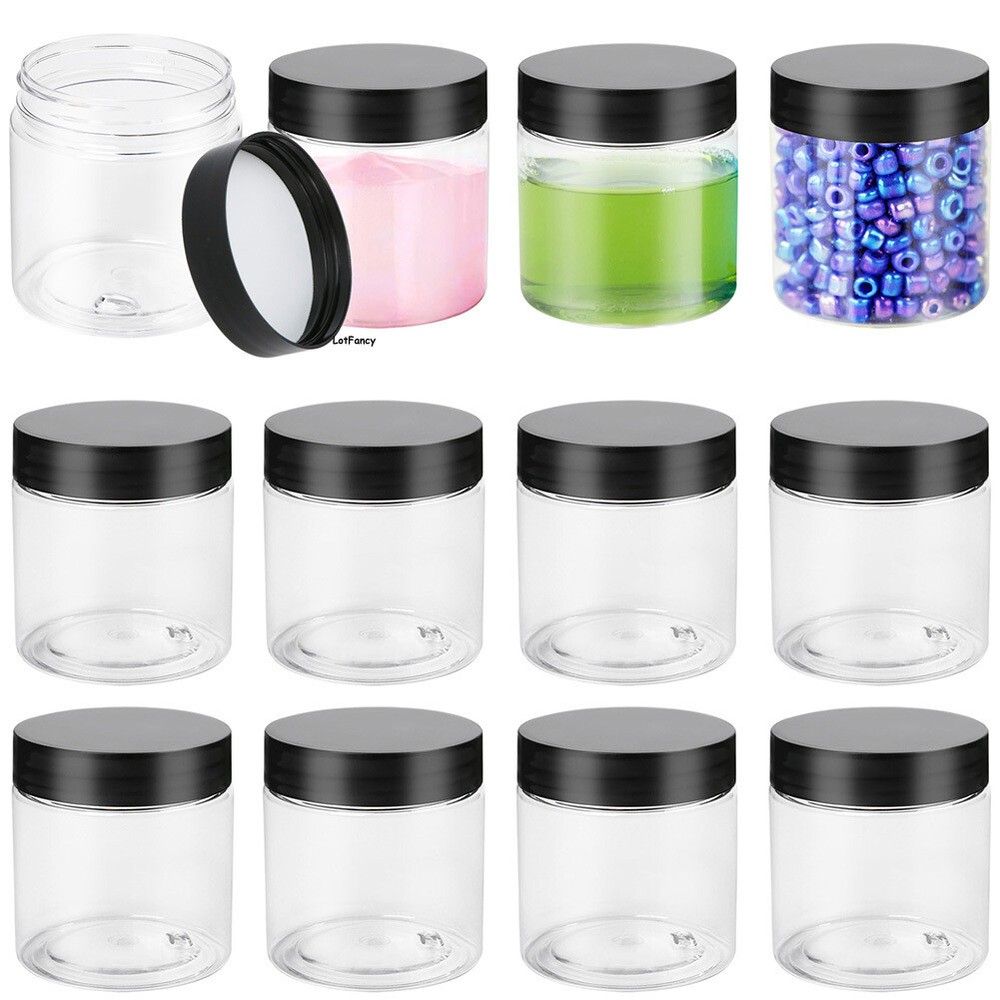 12PCS 4oz Plastic Jars with Lids Makeup Storage Containers Spatula for Sample