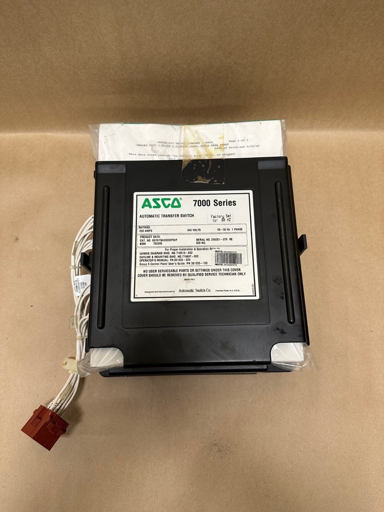 ASCO D07ATSA20200F5XF Automatic Transfer Switch 7000 Series