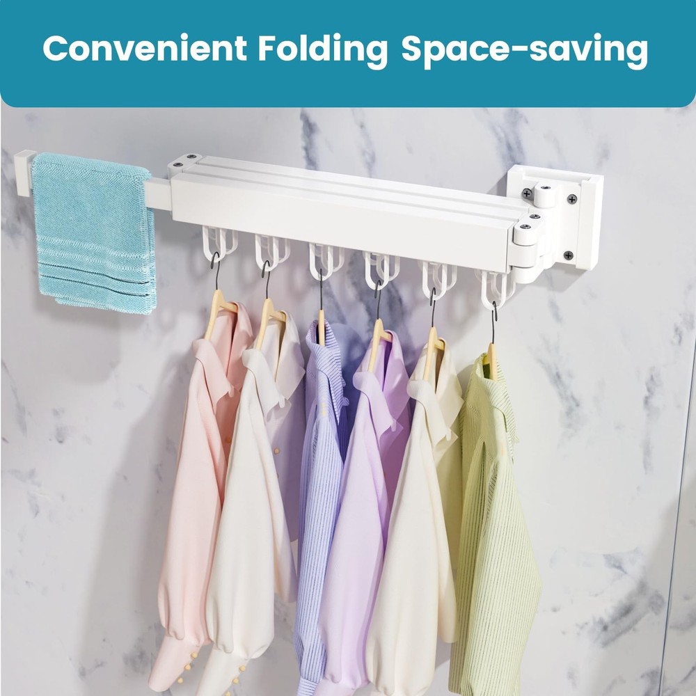 Clothes Drying Rack Wall Mounted, Laundry Drying Rack Collapsible, Foldable &...