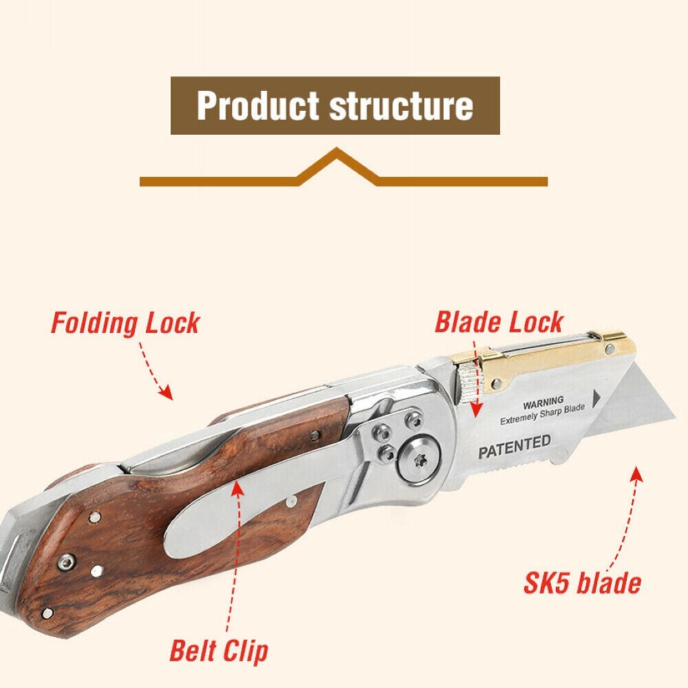 WORKPRO Folding Utility Knife Pocket Box Cutter Quick Change Blade w/10 Blade US