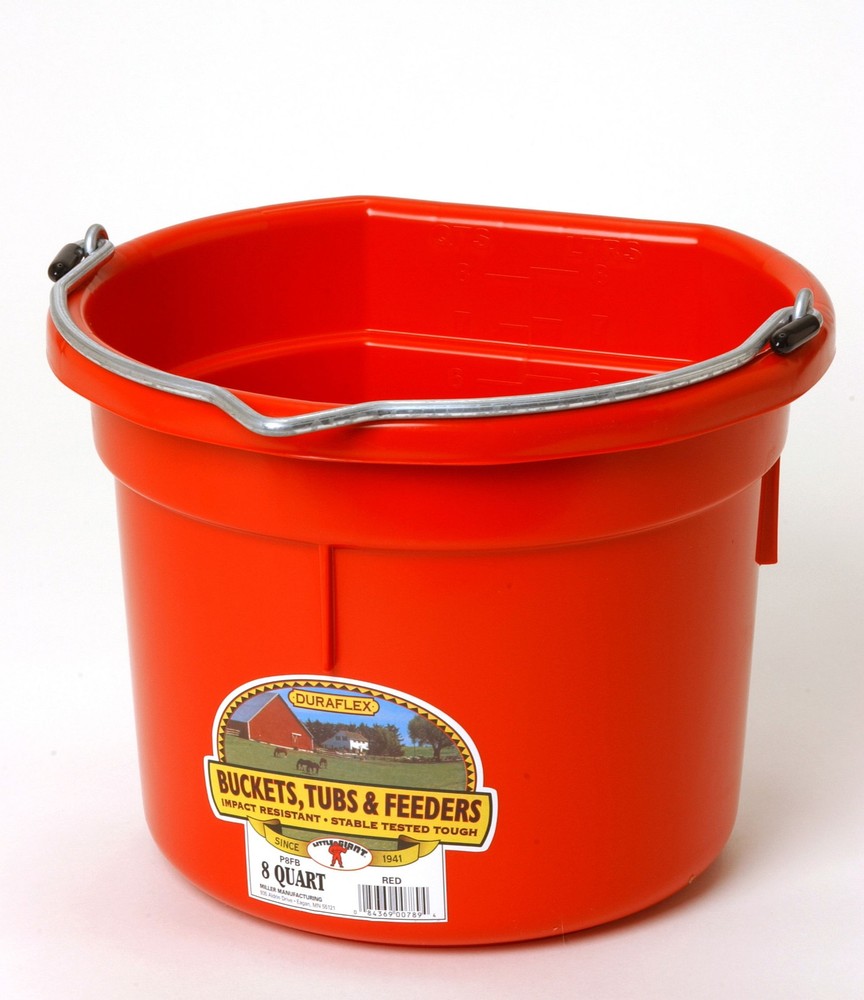 Miller Manufacturing Blue Plastic 8 Quart Flat Back Pail P8Fb