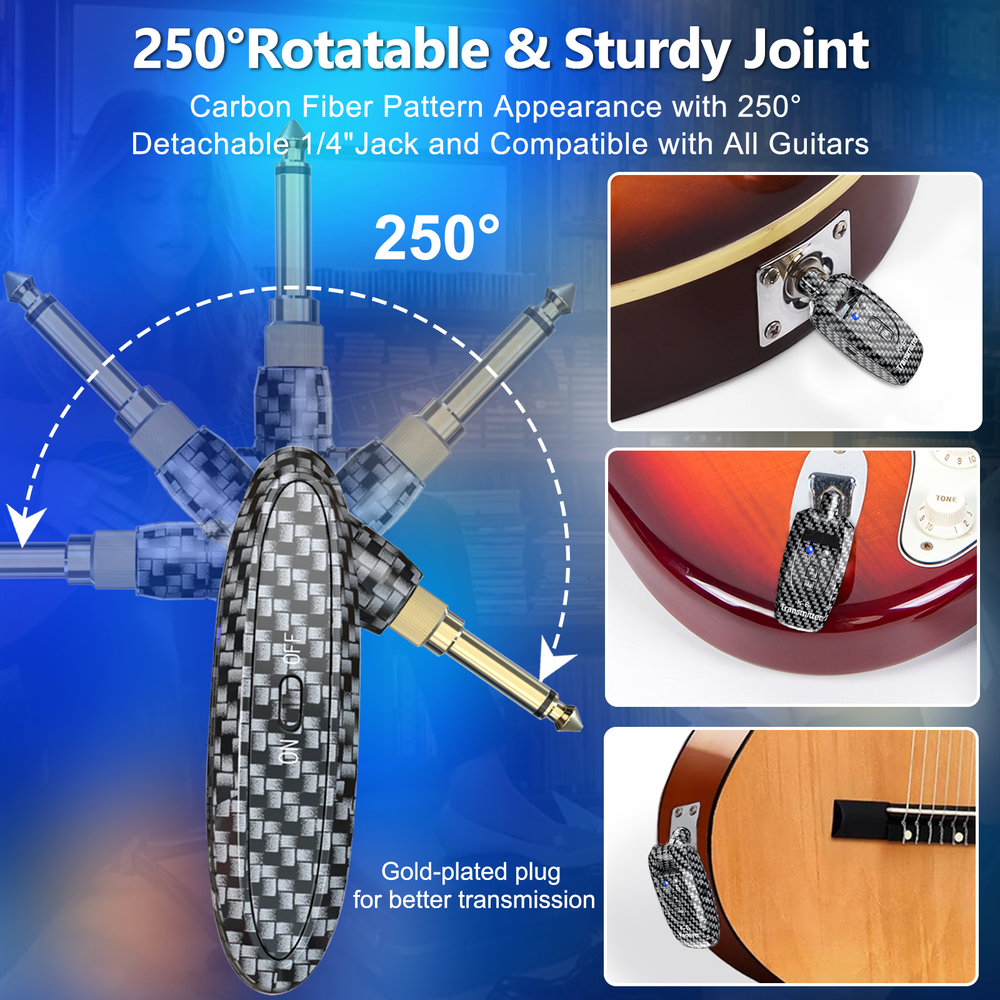 2.4GHz Wireless Guitar System Transmitter Receiver Multiple Channel Rechargeable