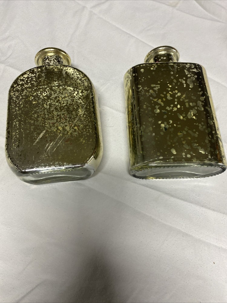 gold fleck glass vase bee design